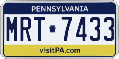 PA license plate MRT7433