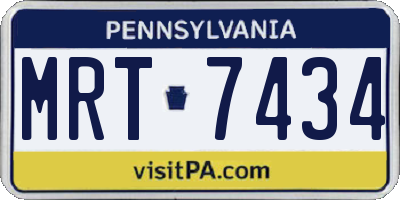 PA license plate MRT7434
