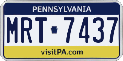 PA license plate MRT7437