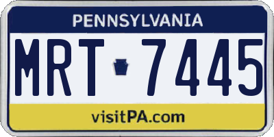 PA license plate MRT7445