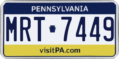 PA license plate MRT7449