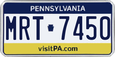 PA license plate MRT7450