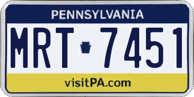 PA license plate MRT7451