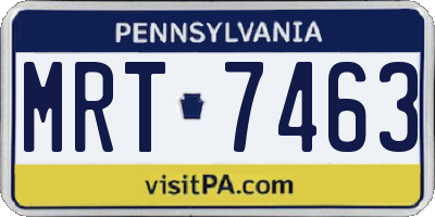 PA license plate MRT7463
