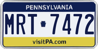 PA license plate MRT7472