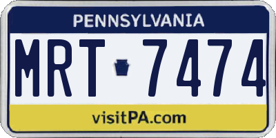 PA license plate MRT7474