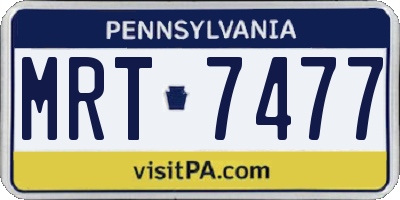 PA license plate MRT7477