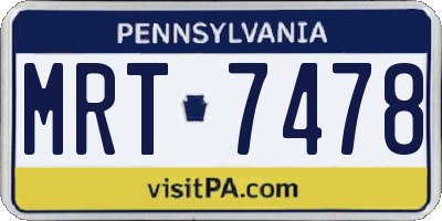 PA license plate MRT7478