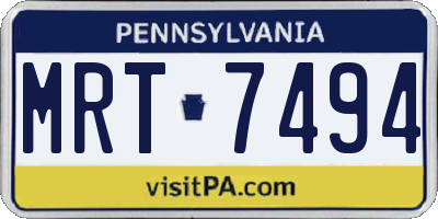PA license plate MRT7494