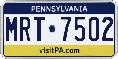 PA license plate MRT7502