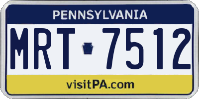 PA license plate MRT7512