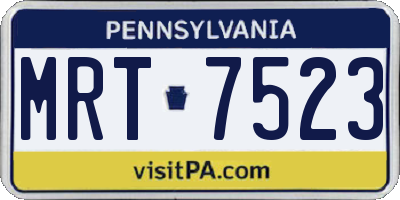 PA license plate MRT7523