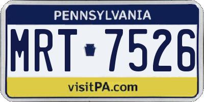 PA license plate MRT7526