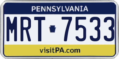 PA license plate MRT7533
