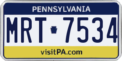 PA license plate MRT7534