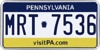 PA license plate MRT7536