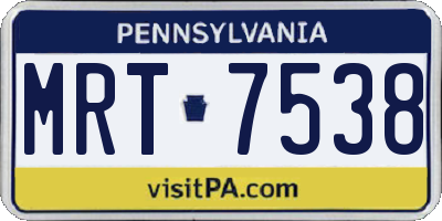 PA license plate MRT7538