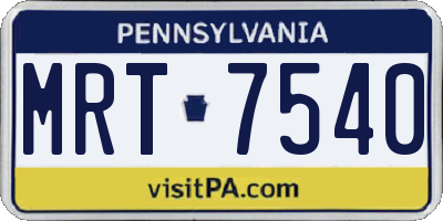 PA license plate MRT7540