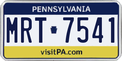 PA license plate MRT7541