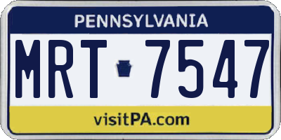 PA license plate MRT7547
