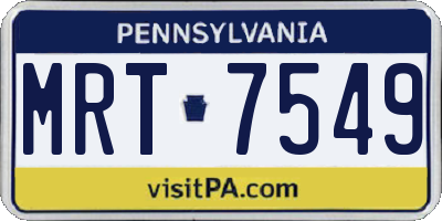 PA license plate MRT7549