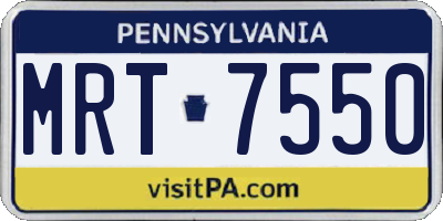 PA license plate MRT7550