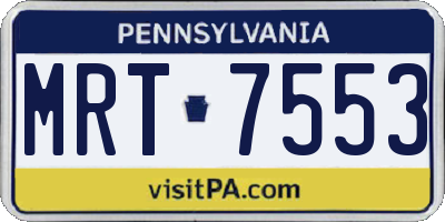 PA license plate MRT7553