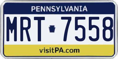 PA license plate MRT7558