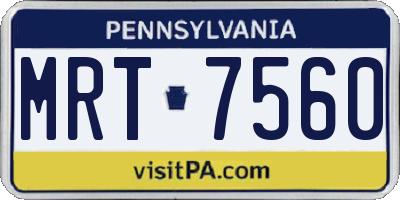 PA license plate MRT7560