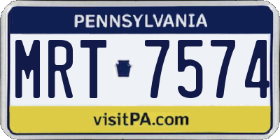 PA license plate MRT7574