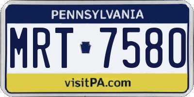 PA license plate MRT7580
