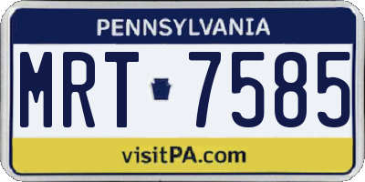 PA license plate MRT7585