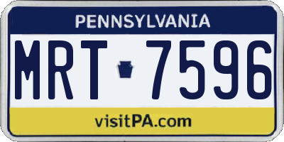 PA license plate MRT7596