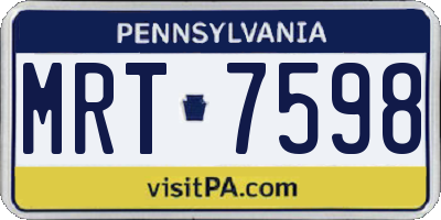 PA license plate MRT7598