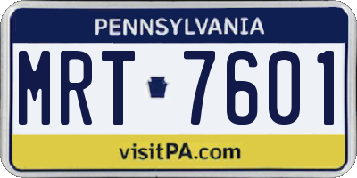 PA license plate MRT7601