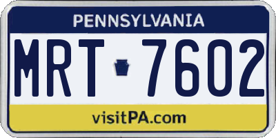 PA license plate MRT7602