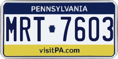 PA license plate MRT7603