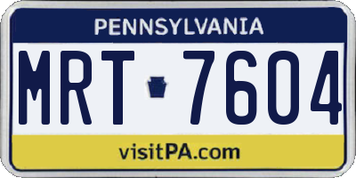 PA license plate MRT7604