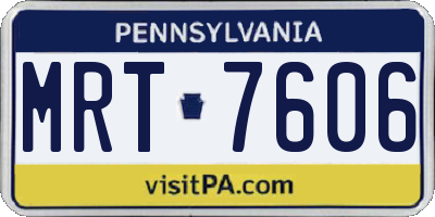 PA license plate MRT7606