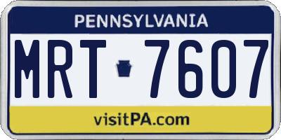 PA license plate MRT7607