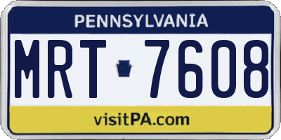 PA license plate MRT7608