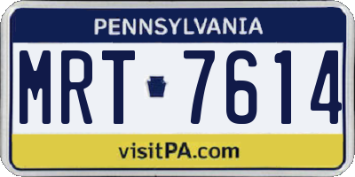 PA license plate MRT7614