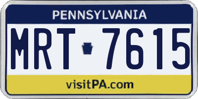 PA license plate MRT7615