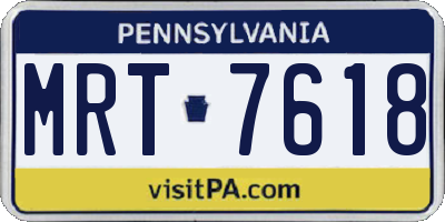 PA license plate MRT7618