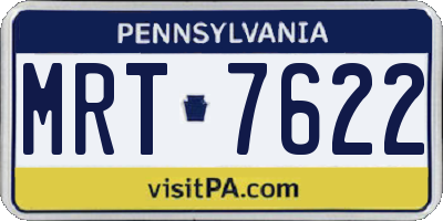 PA license plate MRT7622