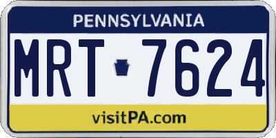 PA license plate MRT7624