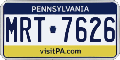 PA license plate MRT7626