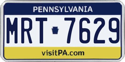 PA license plate MRT7629