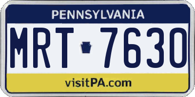 PA license plate MRT7630