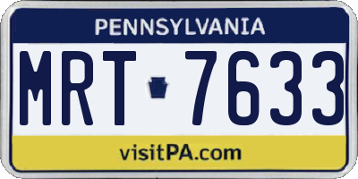 PA license plate MRT7633